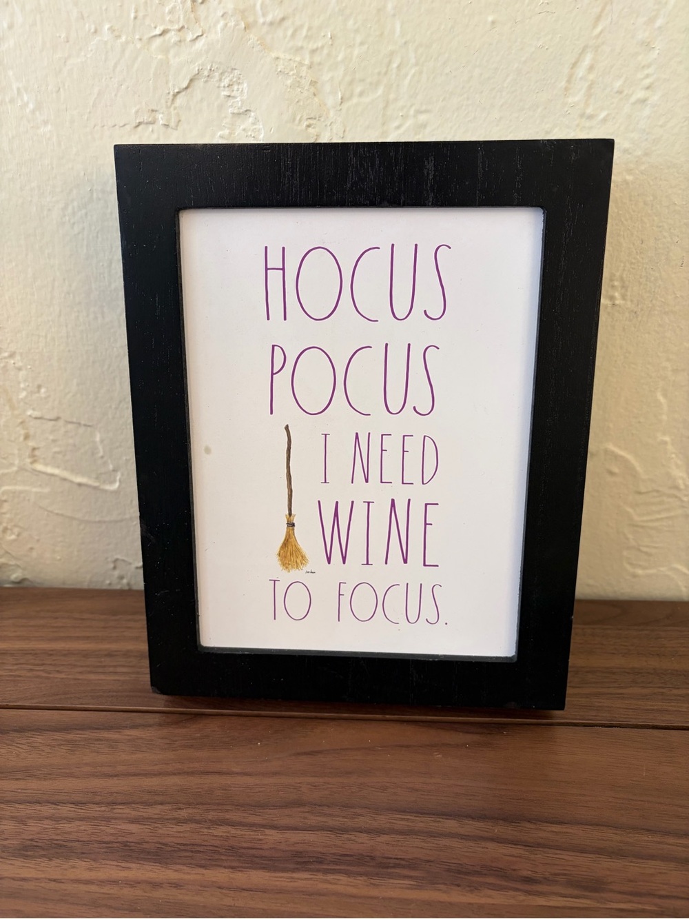 Rae Dunn Hocus Pocus I Need Wine to Focus Halloween Framed Sign